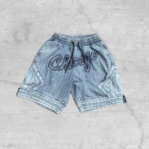 Y2k CHICAGO Denim Basketball Shorts for Men, Size M